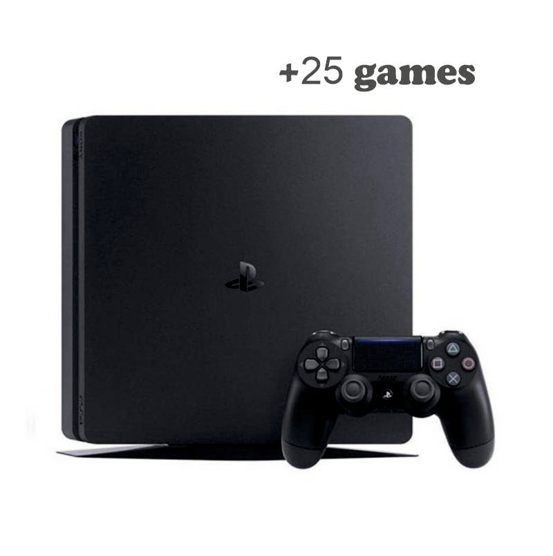 Консоль Sony PlayStation 4 SLIM 1TB Black ПЗ11 обслугована + Геймпад бездротовий DualShock 4 + 25 ігр + гарантія б/в