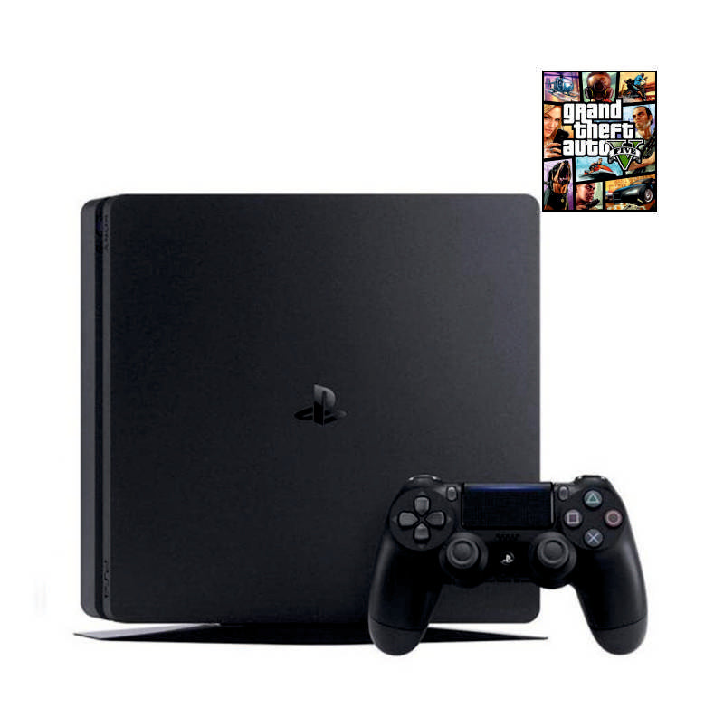 Консоль Sony PlayStation 4 SLIM 1TB Black обслугована + Геймпад бездротовий DualShock 4 + Grand Theft Auto V + гарантія Б/В