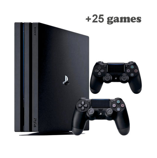 Консоль Sony PlayStation 4 PRO 1TB Black ПЗ11 обслугована + 2 Геймпада бездротових DualShock 4 + 25 ігр + гарантія б/в