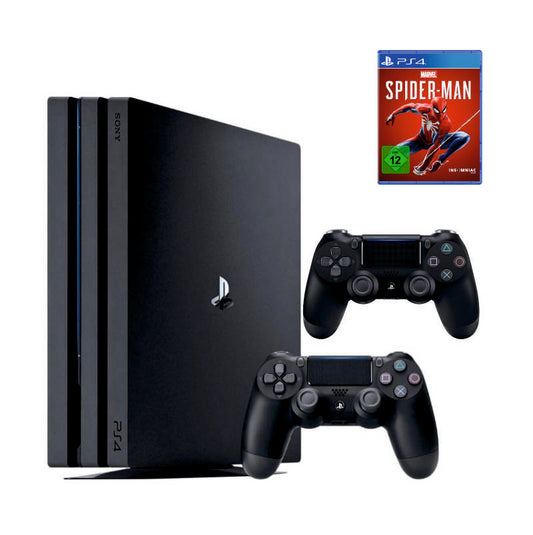 Консоль Sony PlayStation 4 PRO 1TB CUH 72 Black обслугована + 2 Геймпада бездротових DualShock 4 + Marvel's Spider-Man + гарантія б/в