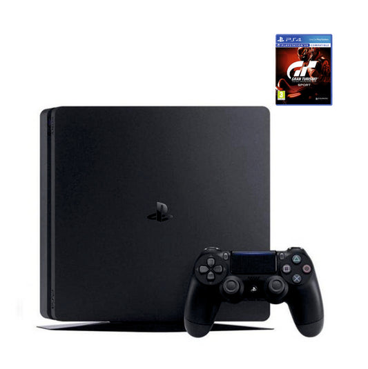 Консоль Sony PlayStation 4 SLIM 500GB Black обслугована + Геймпад бездротовий DualShock 4 + Gran Turismo Sport + гарантія б/в